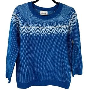 Telluride Clothing Co Blue Fair Isle Nordic Wool Pullover Sweater Sz M